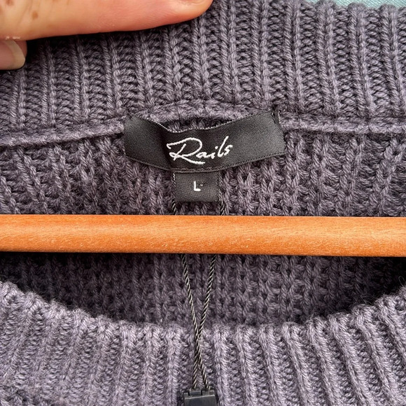 NWT Rails Venus Iron Black Tie Dye Cotton Cashmere Sweater L Pullover Ribbed - Picture 2 of 6